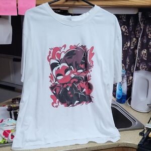 Graphic Tee with Red and Black Design